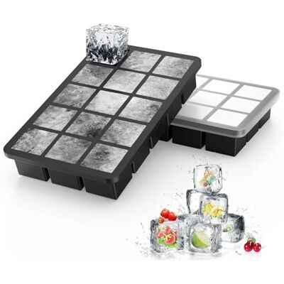 Ankway Isbitsform med lock, 2-pack silikon isbitsbehållare, 30 fack 3 cm isbitsformar och isbitsskålar, BPA-fri, iskubbricka för drycker, iste, glass Ankway Isbitsform med lock, 2-pack silikon isbitsbehållare, 30 fack 3 cm isbitsformar och isbitsskålar, BPA-fri, iskubbricka för drycker, iste, glass