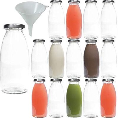 Viva Glasflaskor - 250ml, med tratt, set av 15 Viva Glasflaskor - 250ml, med tratt, set av 15