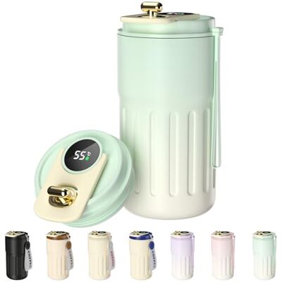 Homealexa Kaffemugg digital display termosflaskor 410 ml 316 rostfritt stål resemugg isolerad vakuum termosmugg läckagesäker resemugg med lock för kaffe Homealexa Kaffemugg digital display termosflaskor 410 ml 316 rostfritt stål resemugg isolerad vakuum termosmugg läckagesäker resemugg med lock för kaffe