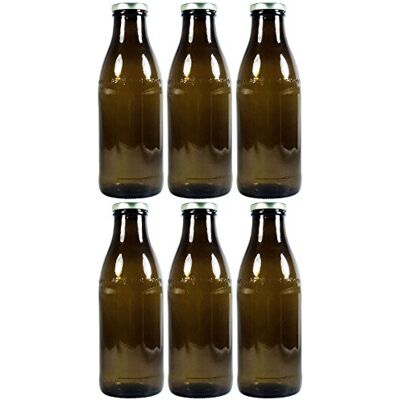 mikken Viva-Haushaltswaren Gabriele Hesse e.K. 6 bruna mjölkflaskor, 1 liter med skruvlock, juiceflaska för fyllning, inkl. tratt mikken Viva-Haushaltswaren Gabriele Hesse e.K. 6 bruna mjölkflaskor, 1 liter med skruvlock, juiceflaska för fyllning, inkl. tratt