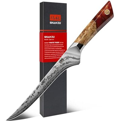 SHAN ZU Damaskus Filékniv 18 cm med Japansk SG2-pulverstålkärna SHAN ZU Damaskus Filékniv 18 cm med Japansk SG2-pulverstålkärna