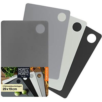 Moritz & Moritz 4 x flexibel skärbräda – köksskärbräda 29 x 19 cm – 2 mm tjock plastskärbräda – halkfri yta för säker skärning – köksskärbrädor set Moritz & Moritz 4 x flexibel skärbräda – köksskärbräda 29 x 19 cm – 2 mm tjock plastskärbräda – halkfri yta för säker skärning – köksskärbrädor set