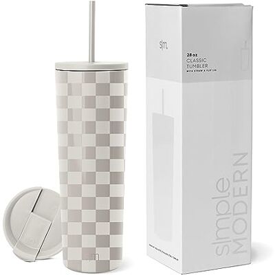 Simple Modern Isolerad Tumbler med Lock och Sugrör Iskaffemugg Återanvändbar Rostfritt Stål Vattenflaska Resemugg Gåvor för Kvinnor Män Henne Honom Klassisk Kollektion 830 ml Checkmate Simple Modern Isolerad Tumbler med Lock och Sugrör Iskaffemugg Återanvändbar Rostfritt Stål Vattenflaska Resemugg Gåvor för Kvinnor Män Henne Honom Klassisk Kollektion 830 ml Checkmate