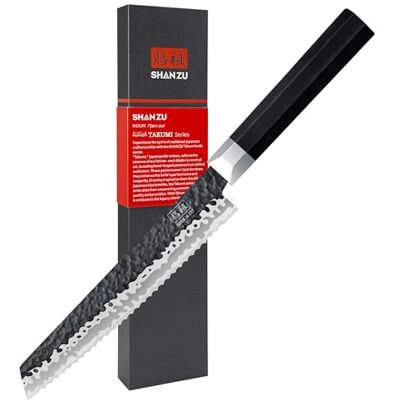 SHAN ZU Brödkniv 20cm Japansk Tandad Kniv 7 Lager Smidd SHAN ZU Brödkniv 20cm Japansk Tandad Kniv 7 Lager Smidd