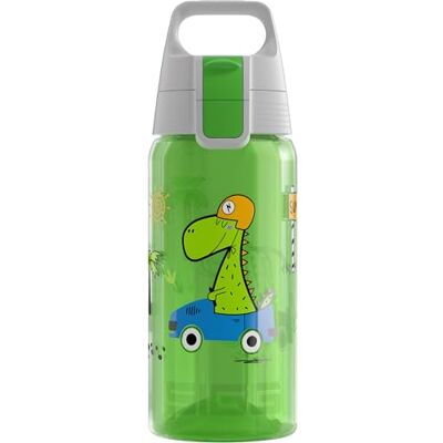 Sigg Vattenflaska för barn – Viva One Dino Race – lämplig för kolsyrade drycker – läckagesäker – diskmaskinssäker – BPA-fri – sport och skola – blå – 0,5 l Sigg Vattenflaska för barn – Viva One Dino Race – lämplig för kolsyrade drycker – läckagesäker – diskmaskinssäker – BPA-fri – sport och skola – blå – 0,5 l