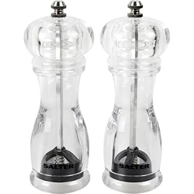 Salter 7606 CLXRUP Modern salt- och pepparkvarn, diamant hårdkeramik, roterande och slipmekanism, justerbara kvarnar för fin till grov malning, plast Salter 7606 CLXRUP Modern salt- och pepparkvarn, diamant hårdkeramik, roterande och slipmekanism, justerbara kvarnar för fin till grov malning, plast