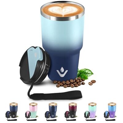 JAPORIA Termisk mugg 600 ml 20 oz, termisk mugg med Doble Pared återanvändbar, termisk vattenflaska i rostfritt stål, BPA-fri, resemugg för kaffe, termos för kaffe, para Viajes, Oficina, Deporte Escuela JAPORIA Termisk mugg 600 ml 20 oz, termisk mugg med Doble Pared återanvändbar, termisk vattenflaska i rostfritt stål, BPA-fri, resemugg för kaffe, termos för kaffe, para Viajes, Oficina, Deporte Escuela