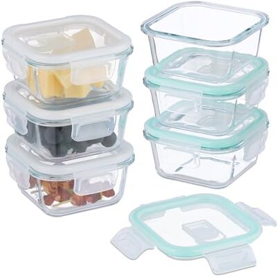 Relaxdays Livsmedelsbehållare med lufttät lock, set om 6 x 520 ml, glas- och silikonburkar Relaxdays Livsmedelsbehållare med lufttät lock, set om 6 x 520 ml, glas- och silikonburkar