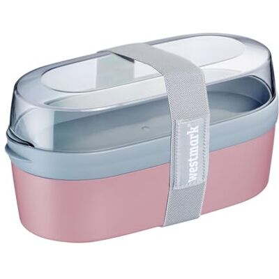 Westmark Matlåda Mini – Praktisk matlåda med facksystem i bento-stil, 760 ml och 830 ml behållare för mat, skola och kontor, mikrovågssäker, tillverkad i Tyskland – rosa Westmark Matlåda Mini – Praktisk matlåda med facksystem i bento-stil, 760 ml och 830 ml behållare för mat, skola och kontor, mikrovågssäker, tillverkad i Tyskland – rosa