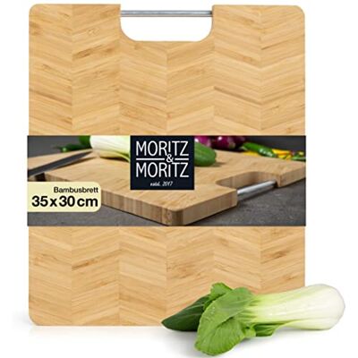 Moritz & Moritz skärbräda bambu stor – 35 x 30 x 2 cm – skärbrädor med handtag – för skärning, justering och servering Moritz & Moritz skärbräda bambu stor – 35 x 30 x 2 cm – skärbrädor med handtag – för skärning, justering och servering