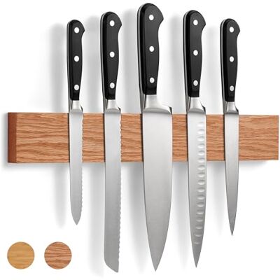 LARHN Magnetlist kniv av ekträ med extra stark magnet – 40 cm – knivhållare magnetisk trä för redskap och verktyg – från LARHN Magnetlist kniv av ekträ med extra stark magnet – 40 cm – knivhållare magnetisk trä för redskap och verktyg – från