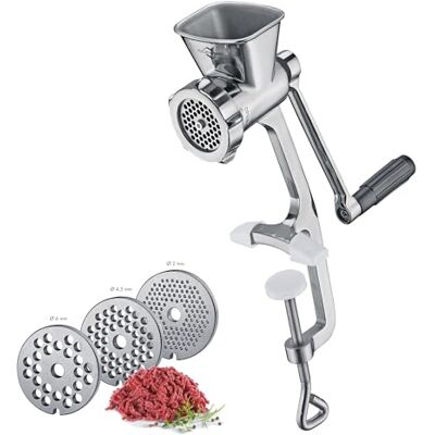 Küchenprofi Köksprofi SOLIDO köttkvarn 2,0 manuell, inklusive 3 hålskivor, sprutbakverk och 3 korvstoppningstillbehör, med extra stor bordsklämma 12 x 10 x 40 cm Küchenprofi Köksprofi SOLIDO köttkvarn 2,0 manuell, inklusive 3 hålskivor, sprutbakverk och 3 korvstoppningstillbehör, med extra stor bordsklämma 12 x 10 x 40 cm