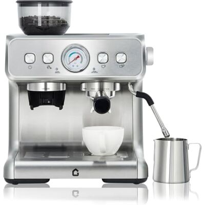 Garvee Italiensk halvautomatisk kaffebryggare i rostfritt stål silver Garvee Italiensk halvautomatisk kaffebryggare i rostfritt stål silver