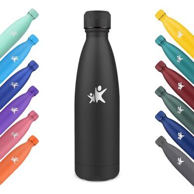 KollyKolla Termisk flaska, 500ml, Vattenflaska i rostfritt stål, vakuumflaska med dubbelvägg, läckagesäker termos, barnflaska för sport, skola, gym, resor, kontor Mörkblå KollyKolla Termisk flaska, 500ml, Vattenflaska i rostfritt stål, vakuumflaska med dubbelvägg, läckagesäker termos, barnflaska för sport, skola, gym, resor, kontor Mörkblå