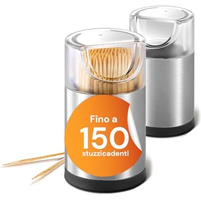 Avilia Transparent stål och plast tandpetare dispenser 4,5 x 8 cm enkel och hygienisk fördelning enkel påfyllning och lätt att rengöra Upp till 150 tandpetare Avilia Transparent stål och plast tandpetare dispenser 4,5 x 8 cm enkel och hygienisk fördelning enkel påfyllning och lätt att rengöra Upp till 150 tandpetare