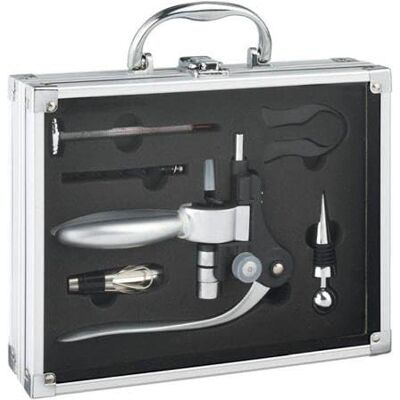 Avilia Vin Sommelier 6 stycken korkskruv i rostfritt stål, termometer, pluggar Aluminium resväska Professionell vinsats 27.50 x 21,5 x 7 cm Avilia Vin Sommelier 6 stycken korkskruv i rostfritt stål, termometer, pluggar Aluminium resväska Professionell vinsats 27.50 x 21,5 x 7 cm