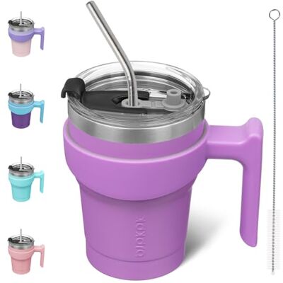 BJPKPK 30 ml tumlare med handtag isolerad tumlare med lock och sugrör rostfritt stål resemugg kaffekoppar, lavendel BJPKPK 30 ml tumlare med handtag isolerad tumlare med lock och sugrör rostfritt stål resemugg kaffekoppar, lavendel