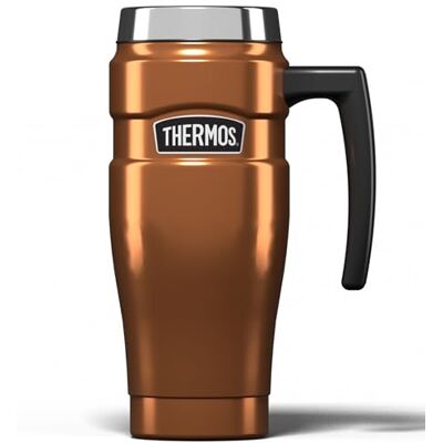 Thermos Termos rostfritt kung koppar resemugg (470 ml), återanvändbar isolerad kaffekopp i rostfritt stål för varma eller kalla drycker, vakuumförseglad vattenflaska med ett läckagesäkert lock, 7 timmar Thermos Termos rostfritt kung koppar resemugg (470 ml), återanvändbar isolerad kaffekopp i rostfritt stål för varma eller kalla drycker, vakuumförseglad vattenflaska med ett läckagesäkert lock, 7 timmar