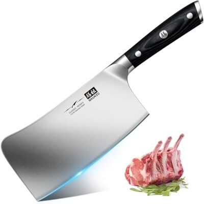 SHAN ZU Butcher's Leaf Kökskniv Kinesisk Köksklyv 17,8 cm Rostfritt stål 21 ° Förtjockat Blad för att Hacka Ben - Classic Series SHAN ZU Butcher's Leaf Kökskniv Kinesisk Köksklyv 17,8 cm Rostfritt stål 21 ° Förtjockat Blad för att Hacka Ben - Classic Series