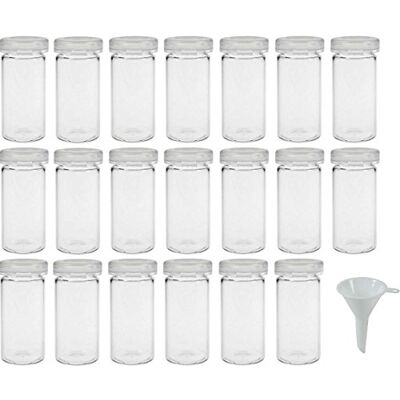 mikken 20 miniglas små glasburkar 5 ml för tabletter, globoli inkl. tratt mikken 20 miniglas små glasburkar 5 ml för tabletter, globoli inkl. tratt