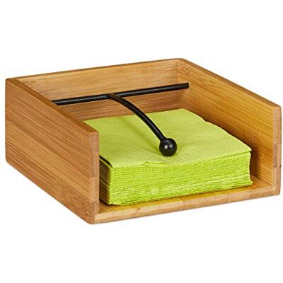 Relaxdays Bambuservetthållare med vaddering, för 25 x 25 cm servetter, platt bordsservettstativ, natur, 17 x 16 x 7 cm Relaxdays Bambuservetthållare med vaddering, för 25 x 25 cm servetter, platt bordsservettstativ, natur, 17 x 16 x 7 cm