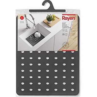 Rayen Grå bänkskiva med dräneringshål Skyddar diskbänken halkfri 32 x 41 cm, naturgummi, storlek: 32 x 41 cm Rayen Grå bänkskiva med dräneringshål Skyddar diskbänken halkfri 32 x 41 cm, naturgummi, storlek: 32 x 41 cm
