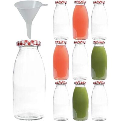 mikken 10 glasflaskor 250 ml, flaska med skruvlock inkl. tratt mikken 10 glasflaskor 250 ml, flaska med skruvlock inkl. tratt