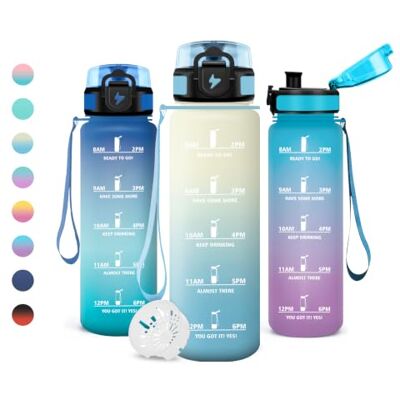 JAPORIA 500 ml vattenflaska med tidsskala, BPA-fri, motiverande flaska, återanvändbar, läckagesäker, för skola, camping, vandring JAPORIA 500 ml vattenflaska med tidsskala, BPA-fri, motiverande flaska, återanvändbar, läckagesäker, för skola, camping, vandring