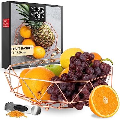 Moritz & Moritz fruktskål roséguld modern 27,5 cm – fruktkorg rosa metall – korg för gåvor, frukt, grönsaker och bröd Moritz & Moritz fruktskål roséguld modern 27,5 cm – fruktkorg rosa metall – korg för gåvor, frukt, grönsaker och bröd