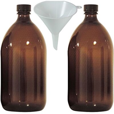 mikken 2 x brun medicinflaska 1 000 ml apoteksflaska, laboratorieflaska tillverkad i Tyskland, BPA-fri inkl. tratt mikken 2 x brun medicinflaska 1 000 ml apoteksflaska, laboratorieflaska tillverkad i Tyskland, BPA-fri inkl. tratt