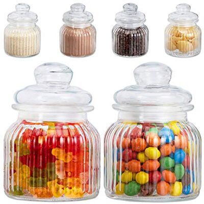 Relaxdays 10027717 glasburkar paket med 6, 700 ml, lufttätt lock, dekorativ matförvaring, bröllop godisbar set, vintage, klar Relaxdays 10027717 glasburkar paket med 6, 700 ml, lufttätt lock, dekorativ matförvaring, bröllop godisbar set, vintage, klar