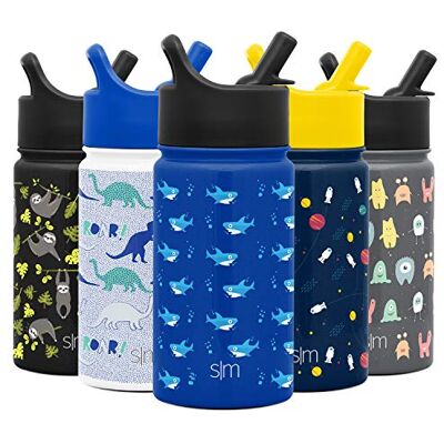 Simple Modern vattenflaska för barn med sugrör Isolerat rostfritt stål återanvändbar tumlare för skola, flickor, pojkar Summit Collection 530 ml Shark Bite Simple Modern vattenflaska för barn med sugrör Isolerat rostfritt stål återanvändbar tumlare för skola, flickor, pojkar Summit Collection 530 ml Shark Bite