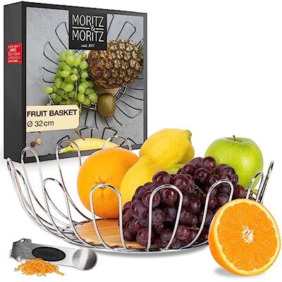 Moritz & Moritz Modern silverskål 32 cm – fruktkorg i silver metall – korg för gåvor, frukt, grönsaker och bröd Moritz & Moritz Modern silverskål 32 cm – fruktkorg i silver metall – korg för gåvor, frukt, grönsaker och bröd