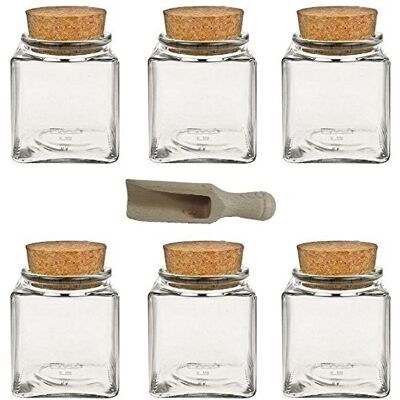 MIKKEN Viva - 6x200 ml - Lock med kork - Glasburkar för kryddor MIKKEN Viva - 6x200 ml - Lock med kork - Glasburkar för kryddor