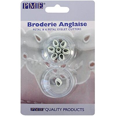 PME BA402 hålbroderi-skärare 6 kronblad i stil engelsk broderi, sortiment, 2 delar, plast, elfenben, 2,5 x 2,5 x 1,5 cm PME BA402 hålbroderi-skärare 6 kronblad i stil engelsk broderi, sortiment, 2 delar, plast, elfenben, 2,5 x 2,5 x 1,5 cm