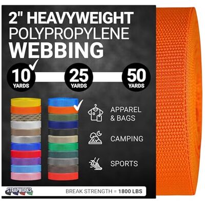 Strapworks slitstarkt spännband i polypropen – kraftig rem i polypropen för reparation, utomhusutrustning, gör-det-själv-projekt, 5 cm x 9,1 m (2 tum x 10 yard), färg: orange Strapworks slitstarkt spännband i polypropen – kraftig rem i polypropen för reparation, utomhusutrustning, gör-det-själv-projekt, 5 cm x 9,1 m (2 tum x 10 yard), färg: orange