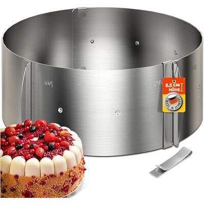 4smile tårtring justerbar höjd 8,5 cm – rostfritt stål bakring justerbar 16–30 cm – formstabil tårtform för enkel tillredning av kakor och tårtor 4smile tårtring justerbar höjd 8,5 cm – rostfritt stål bakring justerbar 16–30 cm – formstabil tårtform för enkel tillredning av kakor och tårtor