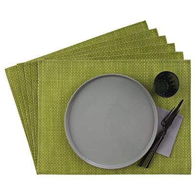 APS 60521 bordstabletter, 33 x 45 cm, set om 6 smala band, bordsdukar av plast, PVC, värmebeständiga, halkfria bordsmattor, tvättbara, vattenavvisande bordstabletter, äppelgrön APS 60521 bordstabletter, 33 x 45 cm, set om 6 smala band, bordsdukar av plast, PVC, värmebeständiga, halkfria bordsmattor, tvättbara, vattenavvisande bordstabletter, äppelgrön