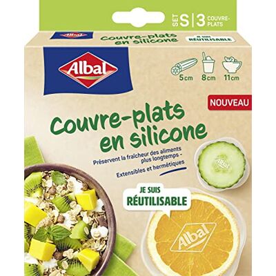 Albal silikonskydd set S x3, återanvändbara och hållbara, användning med tvättmaskin, frys, mikrovågsugn, 5 cm + 8 cm + 11 cm Albal silikonskydd set S x3, återanvändbara och hållbara, användning med tvättmaskin, frys, mikrovågsugn, 5 cm + 8 cm + 11 cm