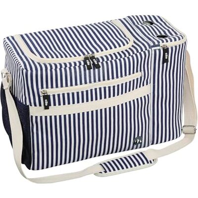 Cilio Isoleringsväska MARITIMO 23 l kapacitet kylväska med bärrem polyester, skummad folie picknickväska med kylfack för flaska, framficka och nätficka vitblå Cilio Isoleringsväska MARITIMO 23 l kapacitet kylväska med bärrem polyester, skummad folie picknickväska med kylfack för flaska, framficka och nätficka vitblå
