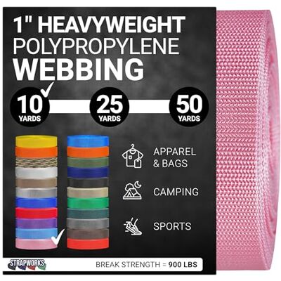 Strapworks slitstarkt spännband i polypropen – kraftig rem i polypropen för reparation, utomhusutrustning, gör-det-själv-projekt, 2,5 cm x 9,1 m (1 tum x 10 yard), färg: rosa Strapworks slitstarkt spännband i polypropen – kraftig rem i polypropen för reparation, utomhusutrustning, gör-det-själv-projekt, 2,5 cm x 9,1 m (1 tum x 10 yard), färg: rosa