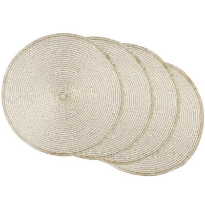 DII CAMZ37627 rund vävd PP PLACEMAT set/4, champagne guld 4 stycken DII CAMZ37627 rund vävd PP PLACEMAT set/4, champagne guld 4 stycken
