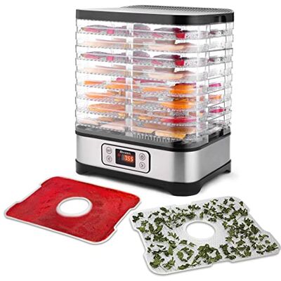 Nictemaw Livsmedelstork 8 brickor 400W Premium rostfritt stål med timer och temperaturkontroll 35-70°C, professionell torktumlare för nötkött Jerky, torkad frukt och grönsaker, silver svart Nictemaw Livsmedelstork 8 brickor 400W Premium rostfritt stål med timer och temperaturkontroll 35-70°C, professionell torktumlare för nötkött Jerky, torkad frukt och grönsaker, silver svart