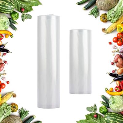 ASelected 2 rullar vakuumpåsar 20 x 600 cm & 28 x 600 cm vakuumfilm vakuumpåsar för alla vakuumförpackare stark och slitstark sous vide lämplig återanvändbara vakuumrullar ASelected 2 rullar vakuumpåsar 20 x 600 cm & 28 x 600 cm vakuumfilm vakuumpåsar för alla vakuumförpackare stark och slitstark sous vide lämplig återanvändbara vakuumrullar