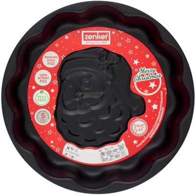 Zenker 3D-bakform Ø 24 cm med präglad jultomte, kolstål med non-stick beläggning, Merry Christmas-linje, storlek Ø 24 x 4 cm Zenker 3D-bakform Ø 24 cm med präglad jultomte, kolstål med non-stick beläggning, Merry Christmas-linje, storlek Ø 24 x 4 cm