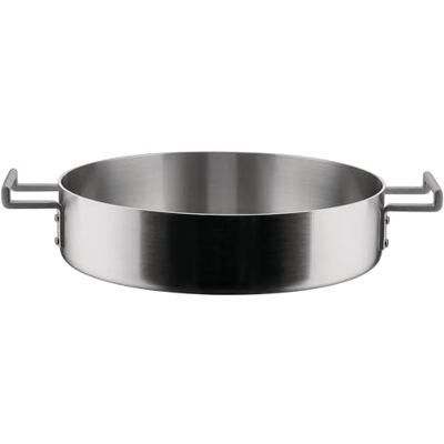 Alessi Convivio DC102/28 – låg designgryta med två handtag i flera lager, lämplig för induktion, rostfritt stål och PVD med magnetisk stålbotten, 28 cm, matta Alessi Convivio DC102/28 – låg designgryta med två handtag i flera lager, lämplig för induktion, rostfritt stål och PVD med magnetisk stålbotten, 28 cm, matta