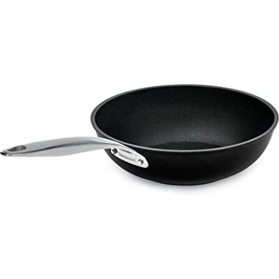 Barazzoni Black Titan Pro, Wok ø28 cm, nitat stålhandtag, Titan Pro non-stick (5 lager), induktionskompatibel, tillverkad i Italien Barazzoni Black Titan Pro, Wok ø28 cm, nitat stålhandtag, Titan Pro non-stick (5 lager), induktionskompatibel, tillverkad i Italien
