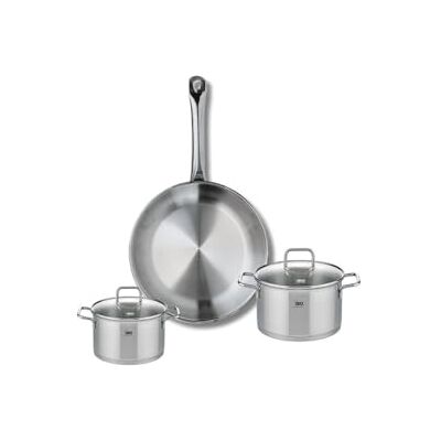 FACKELMANN ELO 9692750 3-delat köksredskap, set med 1 stekpanna 24 cm och 2 stekpannor 12 och 14 cm Elo Profi citrin, rostfritt stål, induktion FACKELMANN ELO 9692750 3-delat köksredskap, set med 1 stekpanna 24 cm och 2 stekpannor 12 och 14 cm Elo Profi citrin, rostfritt stål, induktion