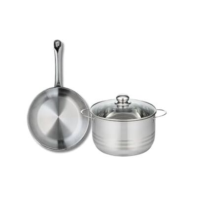 FACKELMANN ELO 9866250 2 delar köksredskap, set med 1 stekpanna 24 cm och 1 stekpanna 20 cm Elo Profi Brilliant, rostfritt stål, induktion FACKELMANN ELO 9866250 2 delar köksredskap, set med 1 stekpanna 24 cm och 1 stekpanna 20 cm Elo Profi Brilliant, rostfritt stål, induktion
