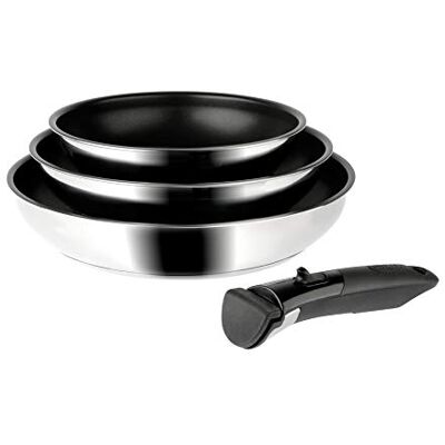 Sitram 713510 Set med 3 stekpannor Arpeège i rostfritt stål non-stick beläggning Ø20+24+28 cm alla spisar inklusive induktion, svart, silver, rostfritt stål Sitram 713510 Set med 3 stekpannor Arpeège i rostfritt stål non-stick beläggning Ø20+24+28 cm alla spisar inklusive induktion, svart, silver, rostfritt stål
